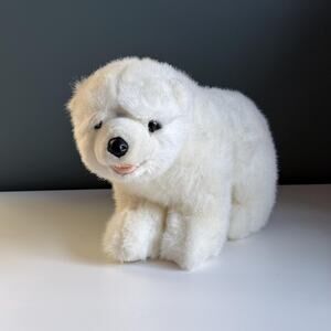 Vintage cute fluffy white standing polar bear plush Stuffed Animal 12 inch T26